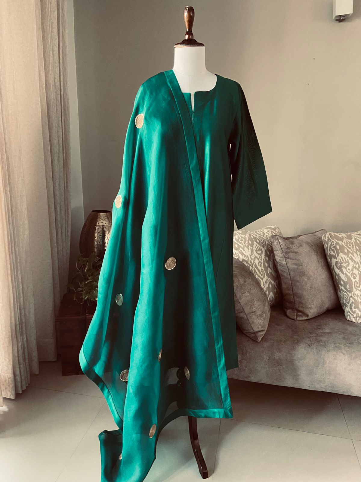 Chanderi Kurta Set in Emerald