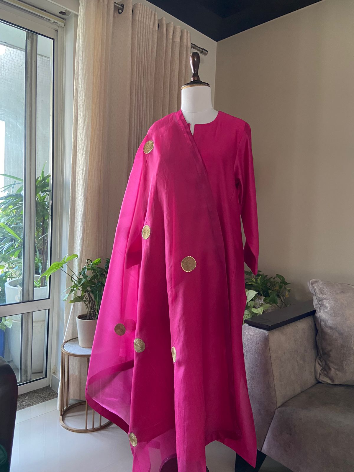 Chanderi Suit in Rani Pink