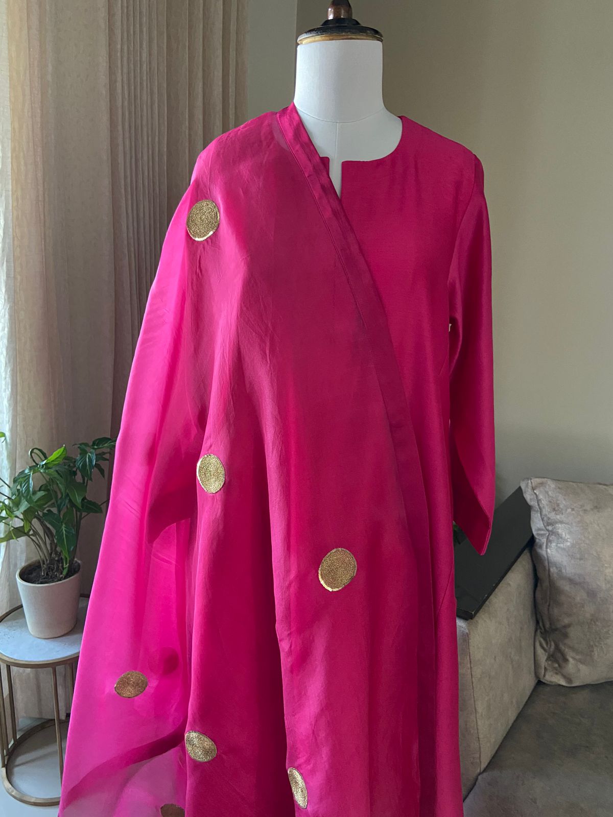 Chanderi Suit in Rani Pink