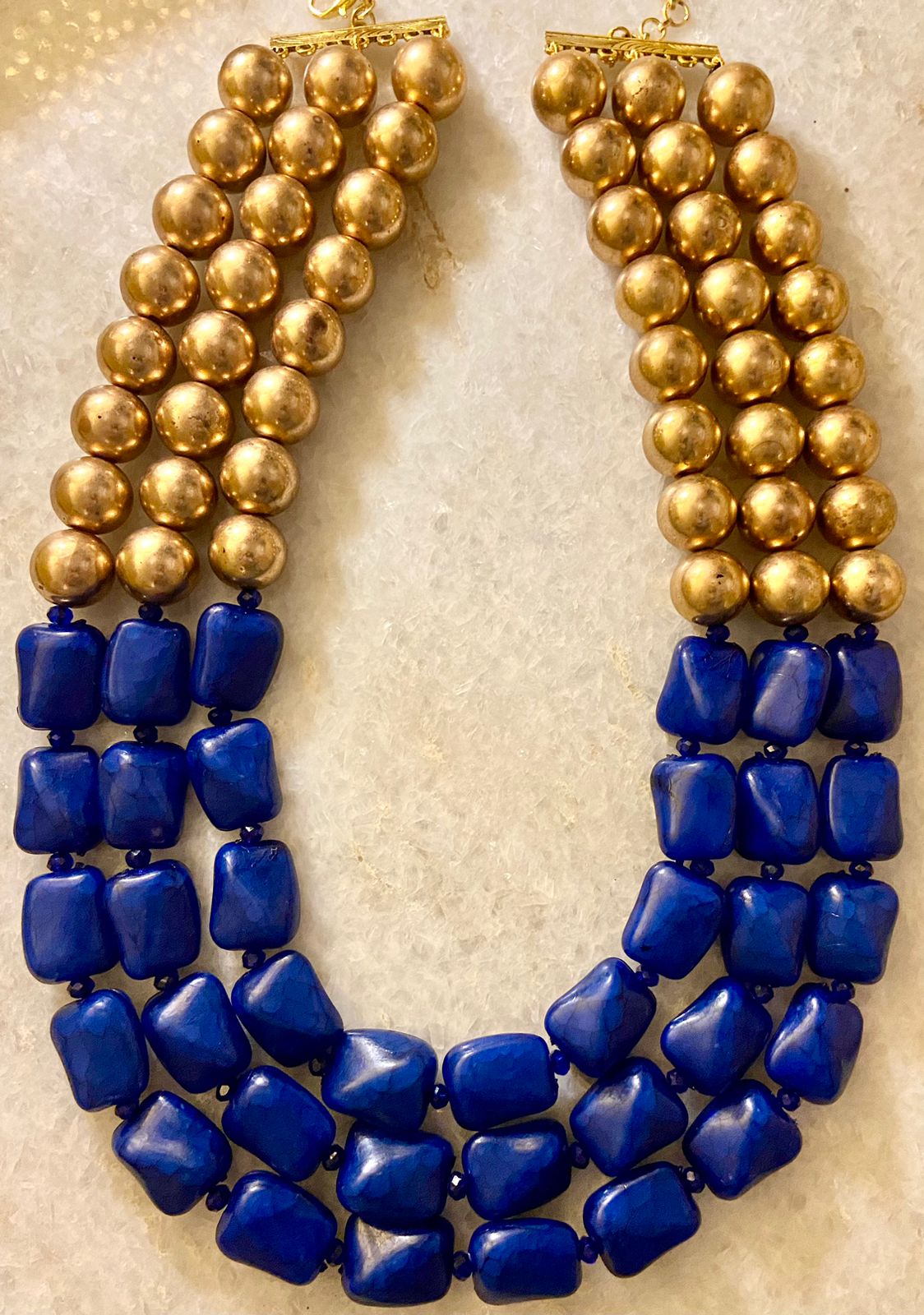 Sapphire and Gold Beads Choker