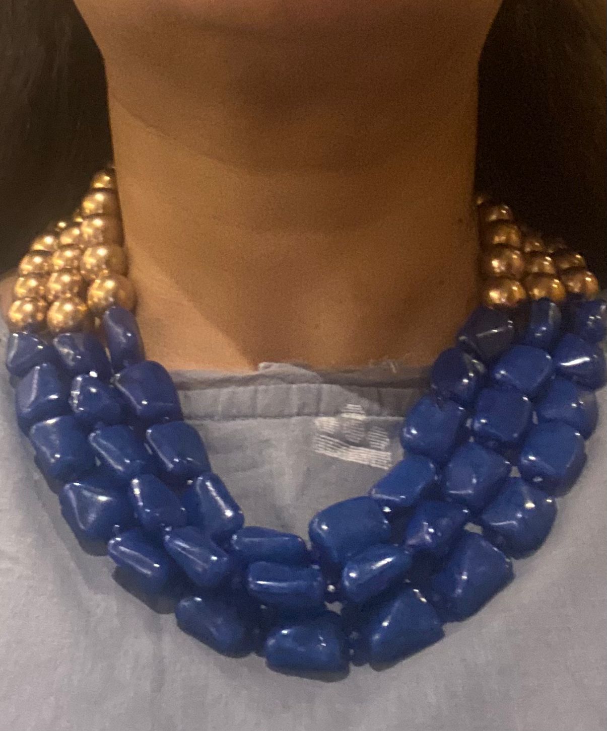 Sapphire and Gold Beads Choker