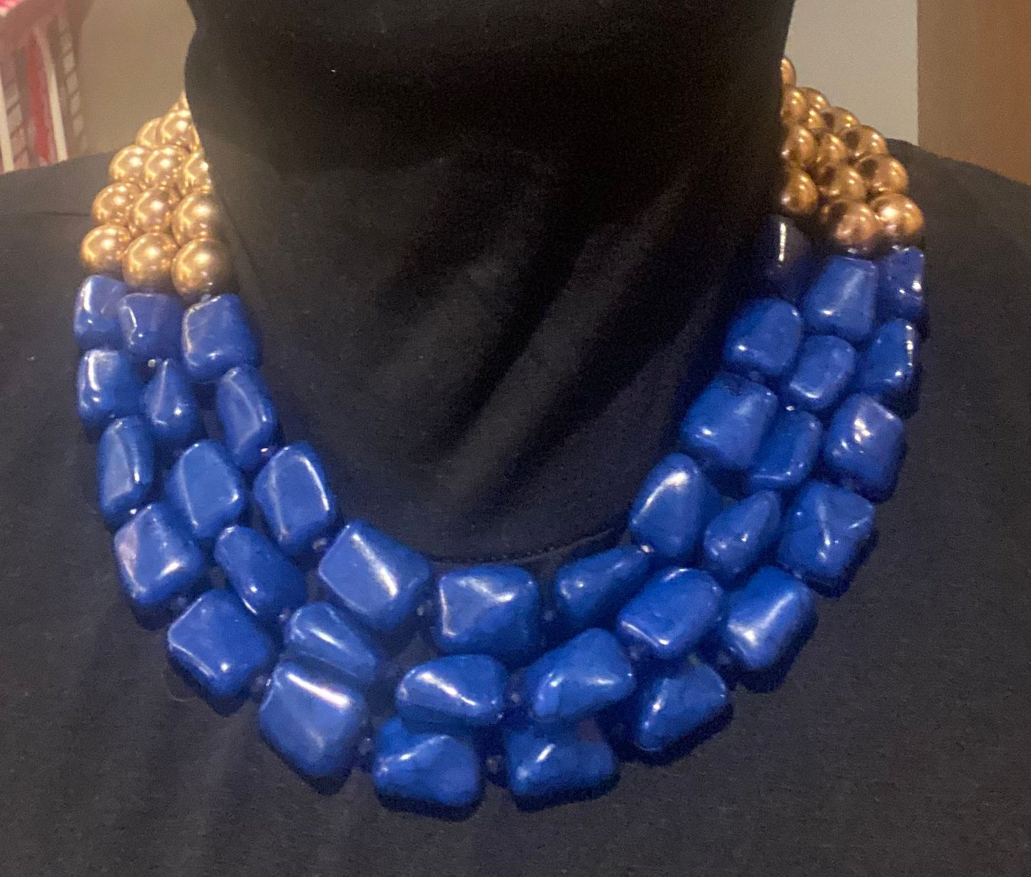 Sapphire and Gold Beads Choker